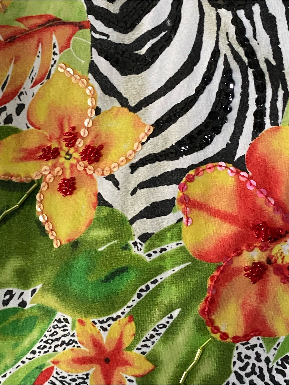 Nancy Bolen Beaded Zebra Top M Art to Wear Maximalist Statement Artsy - Picture 7 of 9